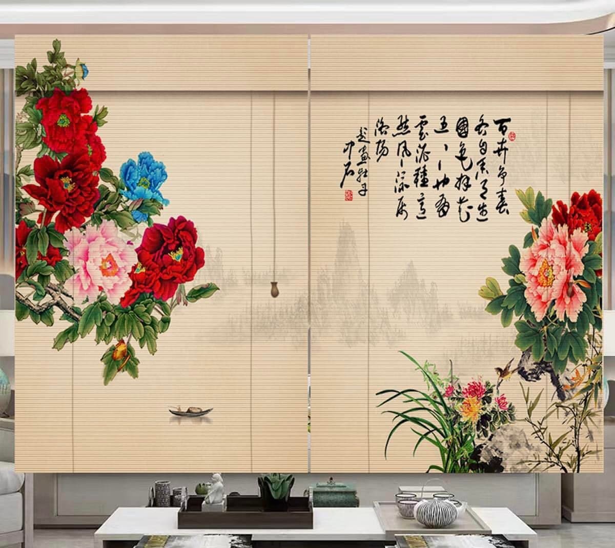 Mành trúc che bàn thờ